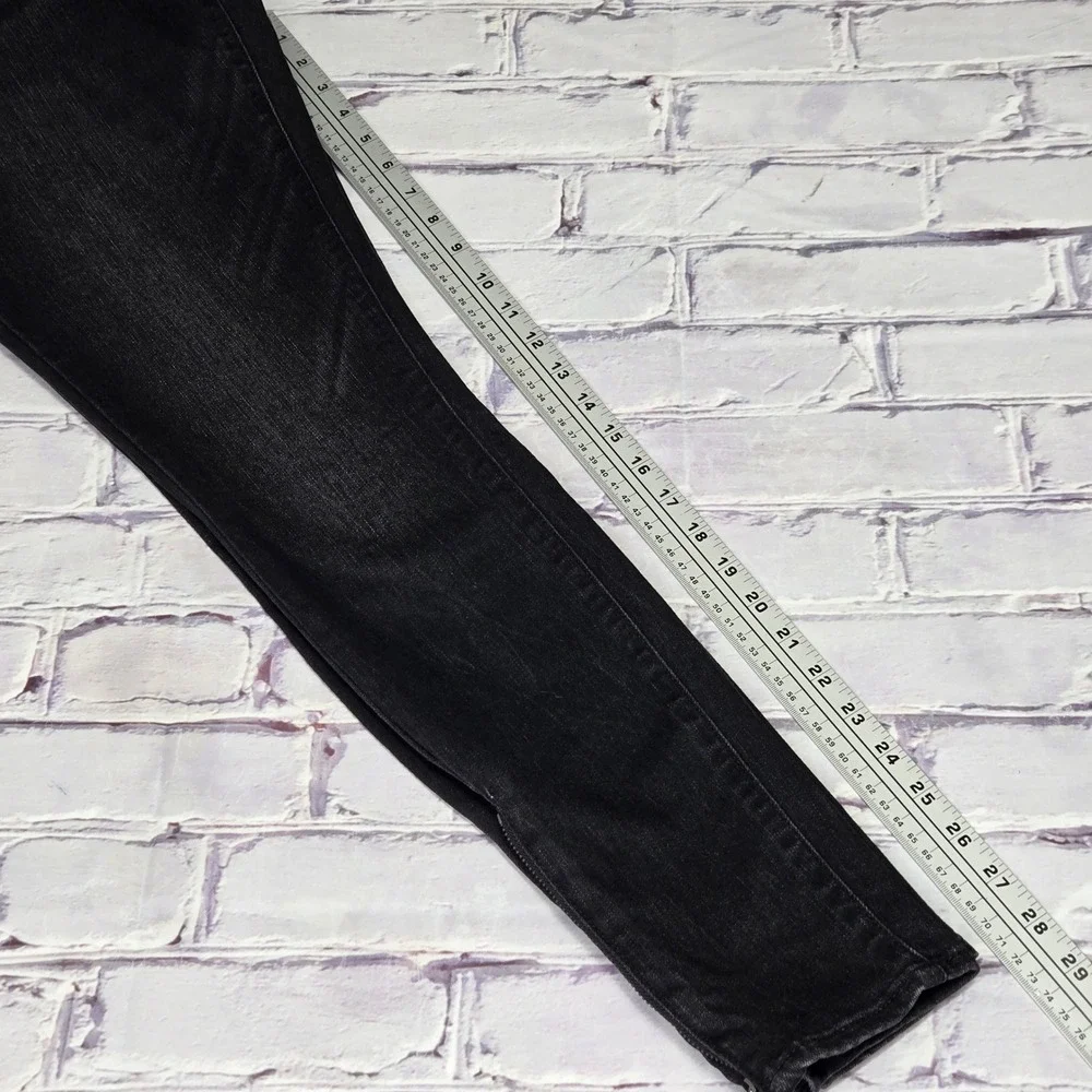 Athleta Sculptek Skinny Jeans Black Carbon Faded Ankle Zip‎ Denim Womens 6